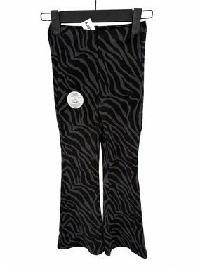 OLD NAVY NWT Zebra Print Flare Leggings Girls Black Gray Stretch Pants Sz S 6-7